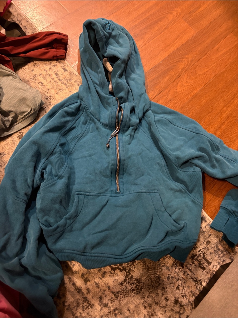lululemon athletica Teal Half-Zip Hooded Sweater